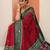 red embellished saree with unstitched blouse piece