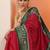 red embellished saree with unstitched blouse piece