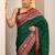 green ethnic motifs woven design saree with unstitched blouse piece