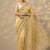 yellow embroidered organza saree with unstitched blouse piece