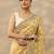 yellow embroidered organza saree with unstitched blouse piece