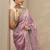 lavender embroidered organza saree with unstitched blouse piece