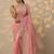 pink embroidered organza saree with unstitched blouse piece