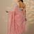 pink embroidered organza saree with unstitched blouse piece