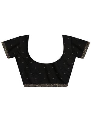 black woven design banarsi saree with unstitched blouse piece 5