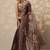 brown printed organza saree with unstitched blouse piece