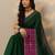 green printed chinon saree with unstitched blouse piece