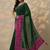 green printed chinon saree with unstitched blouse piece