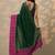 green printed chinon saree with unstitched blouse piece