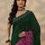 green printed chinon saree with unstitched blouse piece