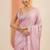 pink printed sarees with unstitched blouse piece