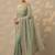sea green embroidered nylon saree with unstitched blouse piece