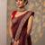 maroon solid saree with unstitched blouse piece