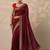 maroon solid saree with unstitched blouse piece