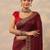 maroon solid saree with unstitched blouse piece