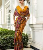 mustard ethnic motifs crepe designer saree