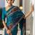 blue ethnic motifs crepe designer saree