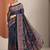 navy blue tribal printed saree with unstitched blouse piece