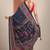 navy blue tribal printed saree with unstitched blouse piece