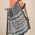 navy blue printed saree with unstitched blouse piece