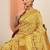 yellow printed saree with unstitched blouse piece