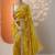 yellow embroidered banarasi organza saree with unstitched blouse piece