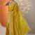 yellow embroidered banarasi organza saree with unstitched blouse piece