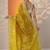 yellow embroidered banarasi organza saree with unstitched blouse piece