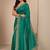 green embellished saree with unstitched blouse piece
