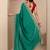 green embellished saree with unstitched blouse piece