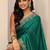 green embellished saree with unstitched blouse piece