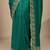 green embellished saree with unstitched blouse piece