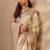 off white embellished saree with unstitched blouse piece