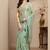 sea green embroidered saree with unstitched blouse piece