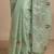 sea green embroidered saree with unstitched blouse piece