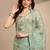 sea green embroidered saree with unstitched blouse piece
