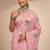 pink embroidered saree with unstitched blouse piece