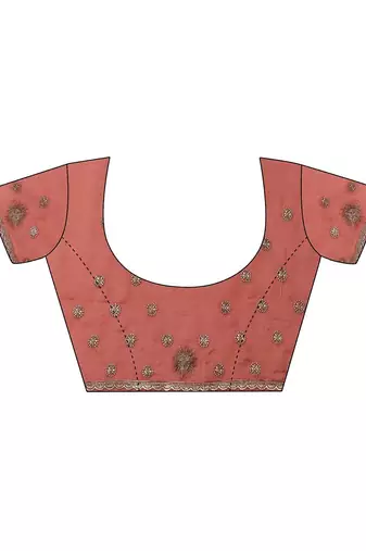 pink embroidered banarasi saree with unstitched blouse piece