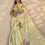 lime green printed saree with unstitched blouse piece