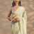 lime green printed saree with unstitched blouse piece