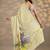 lime green printed saree with unstitched blouse piece