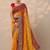 yellow bandhani printed georgette saree with unstitched blouse piece