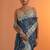 blue bandhani printed chinon saree with unstitched blouse piece
