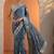 blue bandhani printed chinon saree with unstitched blouse piece