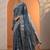 blue bandhani printed chinon saree with unstitched blouse piece
