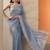 blue embellished embroidered silk blend heavy work saree