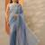 blue embellished embroidered silk blend heavy work saree