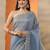 blue embellished embroidered silk blend heavy work saree
