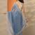 blue embellished embroidered silk blend heavy work saree