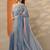 blue embellished embroidered silk blend heavy work saree